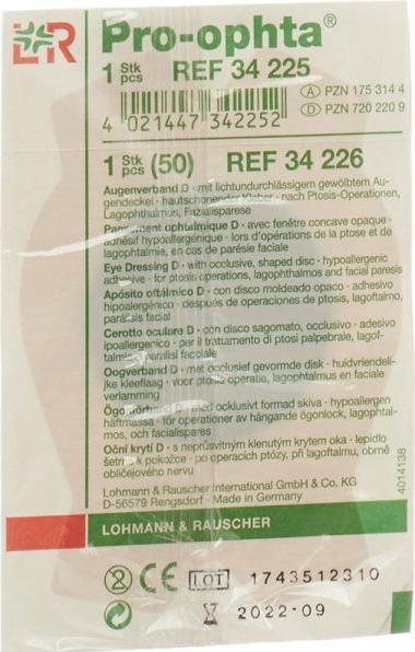 Actual product image Pro Ophta D Augenverband lichtdicht hautfarbig (50 x)