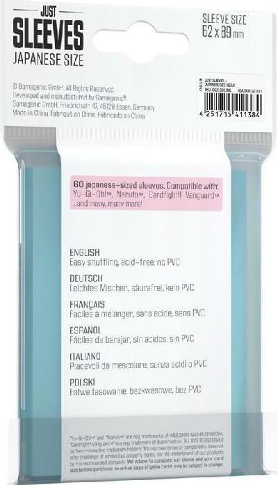 Actual product image Gamegenic GGX10011ML - Just Sleeves - Japanese Format, Transparent (60 Sleeves)