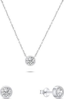 Produktbild Brilio Silver - Modern silver jewelry set with zircons SET220W (earrings. necklace)