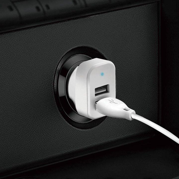 Image du produit Dudao car kit charger 2x USB 2.4A + cable USB 3in1 Lightning / Type C / micro USB cable white (R7 wh