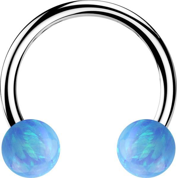 Immagine prodotto Star Piercing Micro Circular Barbell argento con due sfere opale azzurro (senza ottone, Acciaio chirurgico 316L)