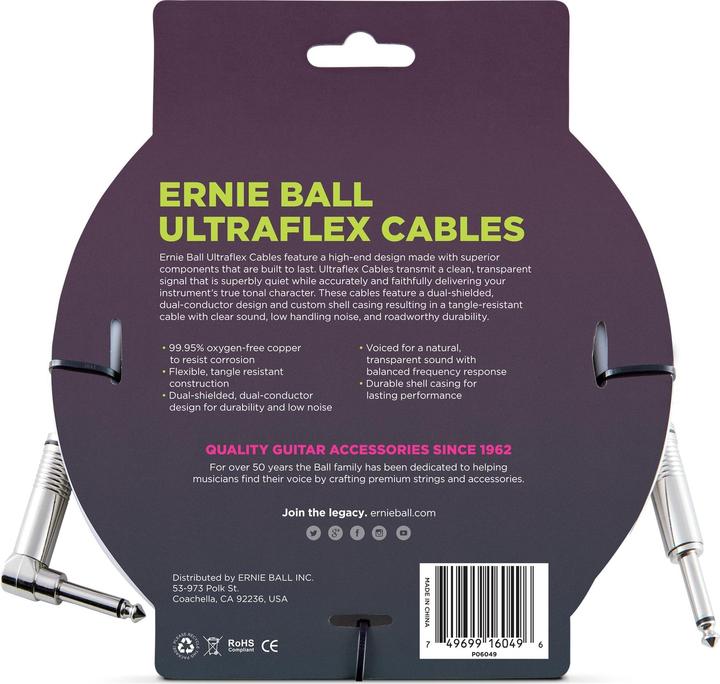 Actual product image Ernie Ball P06049 Audio Cable 3.05 m 6.35mm White (3.05 m)