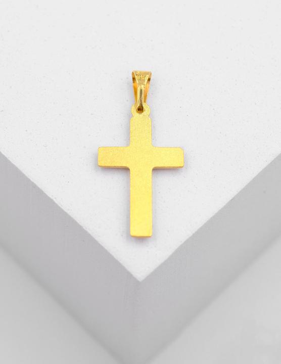 Immagine prodotto Muau Ciondolo croce oro giallo 750, 25x12 mm (Satinato con taglio a croce fantasia)