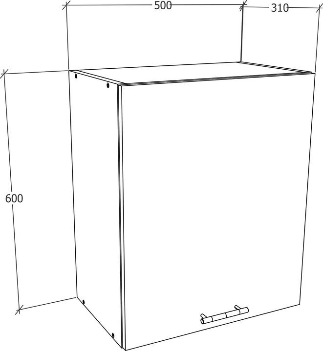 Produktbild VCM Küchenschrank Breite 50 cm Holztür Hängeschrank Küche Küchenmöbel Esilo (50 x 31 x 60 cm)
