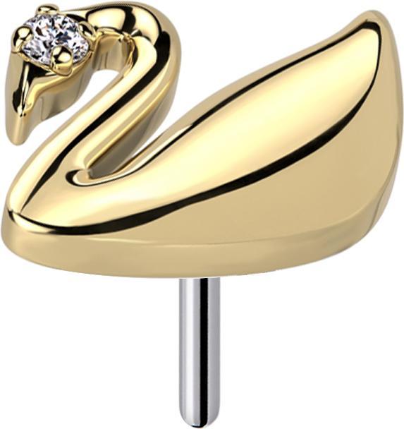 Actual product image Star Piercing Threadless swan gold-plated crystal silver (without brass, Titanium G23)