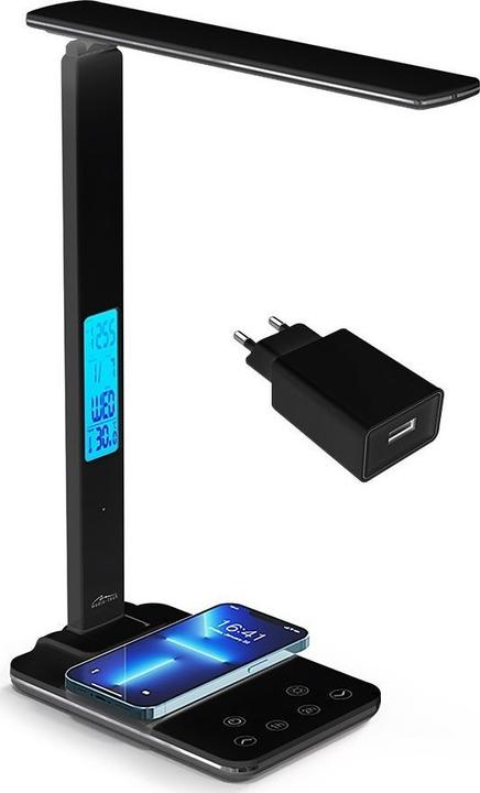 Actual product image Media-Tech LEDITOU - Energiją taupanti LED stalinė lempa su QI belaidžiu įkrovikliu. Apšviestas