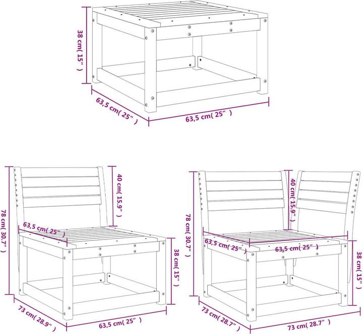 Actual product image VidaXL 4-piece garden lounge set Douglas fir