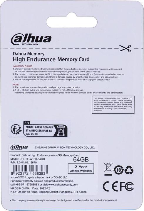 Actual product image Dahua TF-W100-64GB Karta pamięci microSD 64GB (64 GB, microSD, U3, UHS-I)