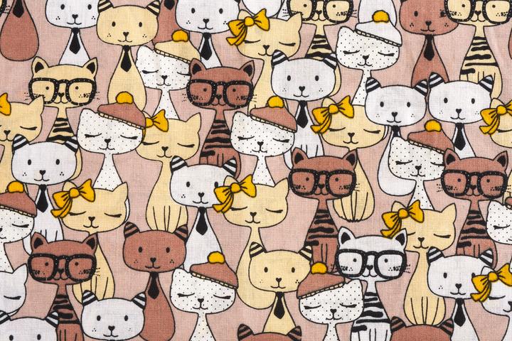 Actual product image VBS Cotton fabric "Funny Cats", 140 cm wide, by the metre