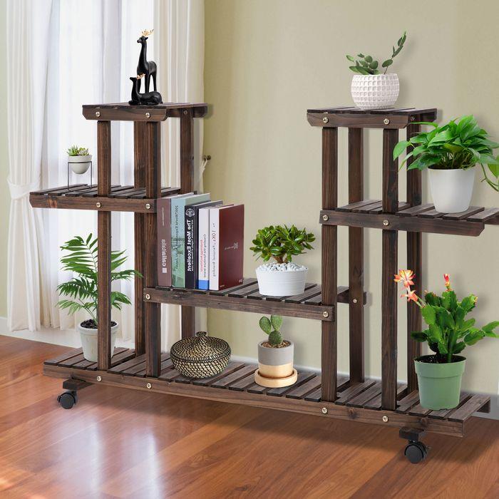 Immagine prodotto Swisshandel24 Scaffale per piante, scaffale per fiori a quattro livelli, scala per fiori, legno massiccio