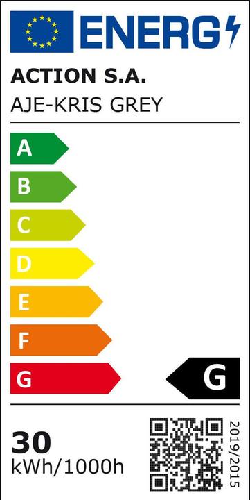 Etichetta energetica Activejet Plafon LED AJE-KRIS Grigio + illuminazione a soffitto pilota Lampadina/e non sostituibile/i A+ (2000 lm)