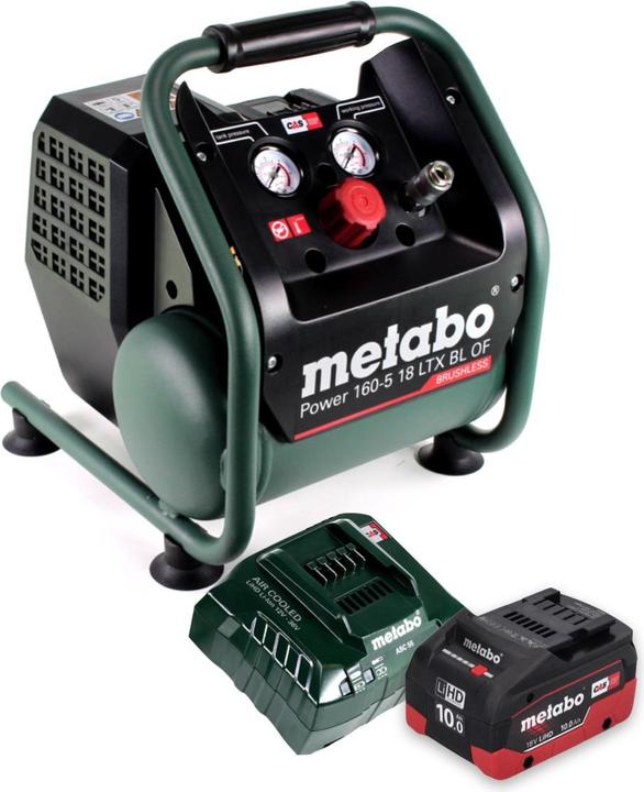 Actual product image Metabo Power 160-5 18 LTX BL OF Battery compressor 18 V 8.0 bar Brushless + 1x rechargeable battery 10.0 (8 bar, 5 l)