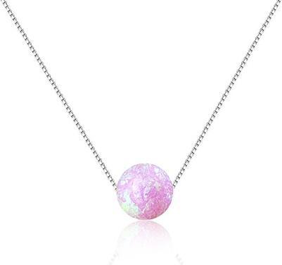 Actual product image JVD Silver necklace with pink synthetic opal SVLN0166XF6O400