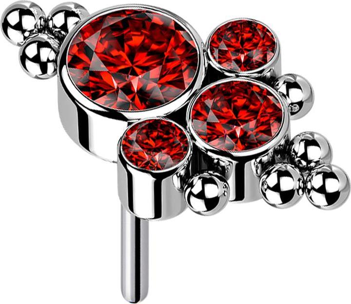 Image du produit Star Piercing Threadless argent boules quatre cristaux rouge (64, Acier)