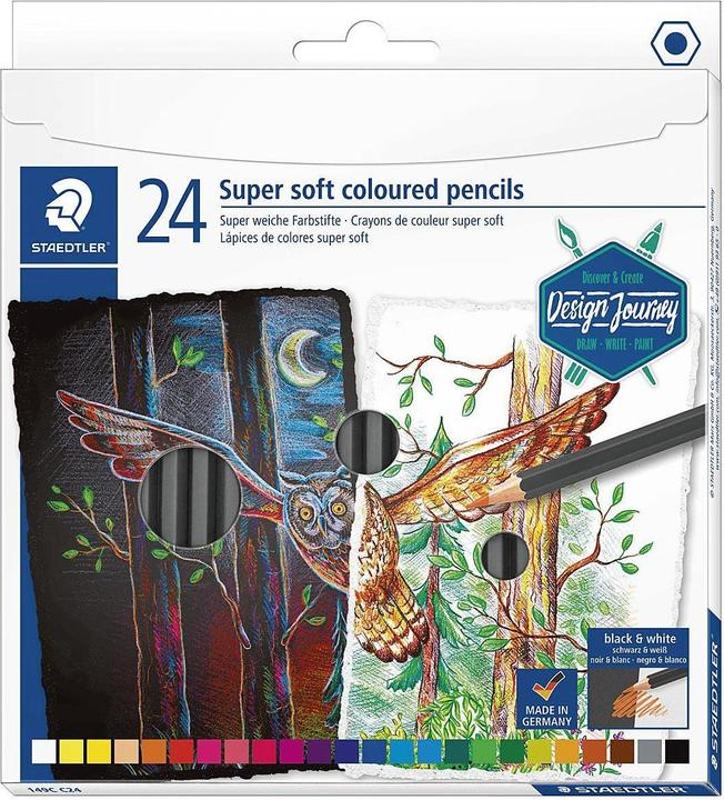 Immagine prodotto Staedtler Matita colorata morbida 24ST (Arancia, Pink, Magenta, Ciano, Bordeaux, Verde, Grigio, Nero, Purple, Bianco, Red, Giallo, Azzurro, Brown, 24 x)