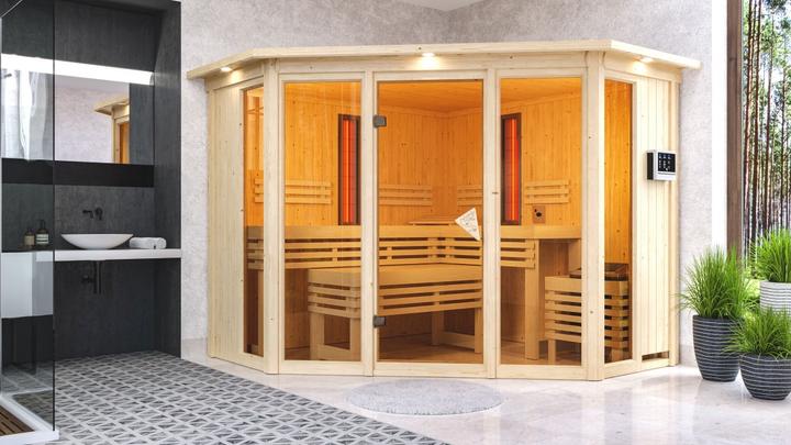 Produktbild Karibu Infrarotkabine Asta Eckeinstieg, Kranz (9 KW externe Steuerung)