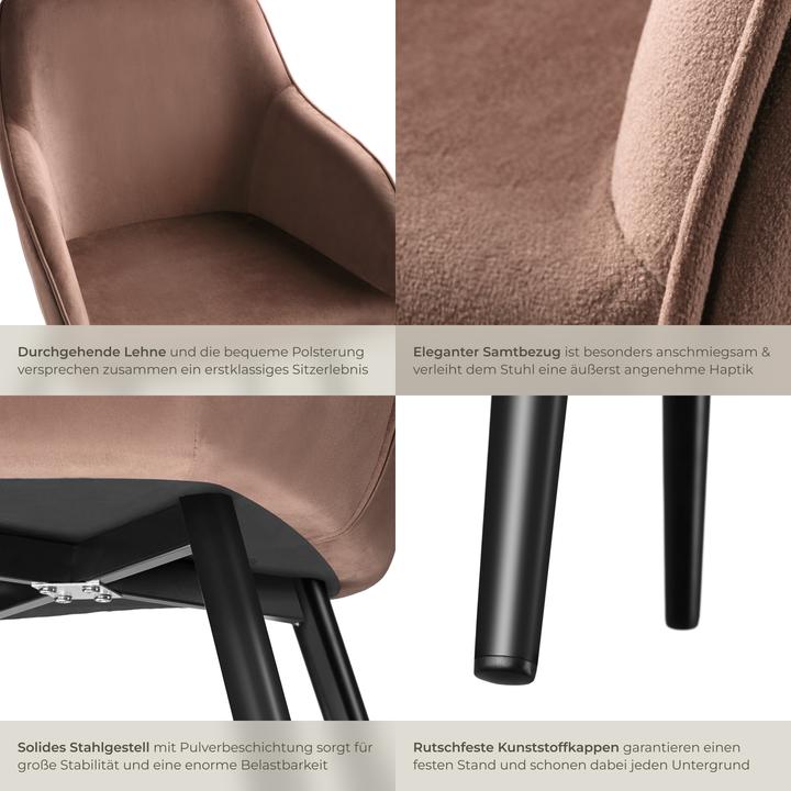 Image du produit tectake Chaise MARILYN Effet Velours Style Scandinave
