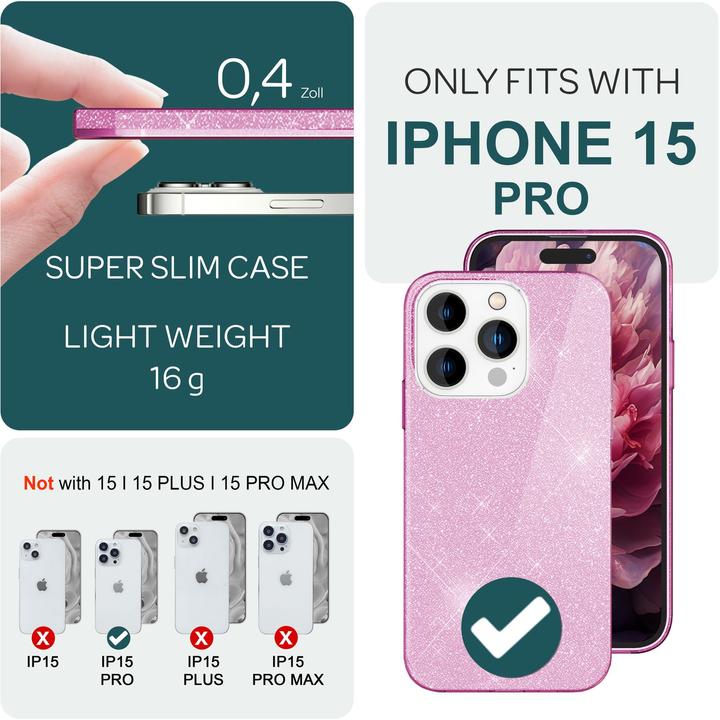 Actual product image Nalia Glitter cover (Apple iPhone 15 Pro)