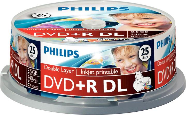 Image du produit Philips 1x25 DVD+R 8,5GB DL 8x IW SP (25 x)
