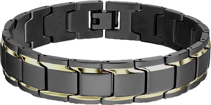 Produktbild Star Piercing Armband schwarz matt mit zwei Goldstreifen (21 cm, Chirurgenstahl 316L, ohne Messing)