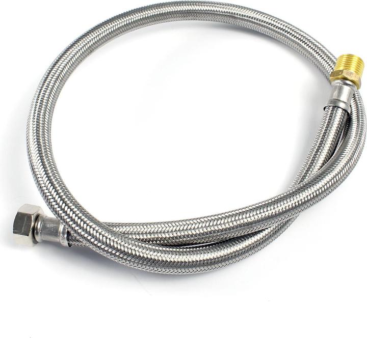 Image du produit XPOtool Tuyau blindé flexible 600mm DN13 Raccord mâle 3/4" 26,44mm Écrou 1/2" 18,64mm Acier fin EP