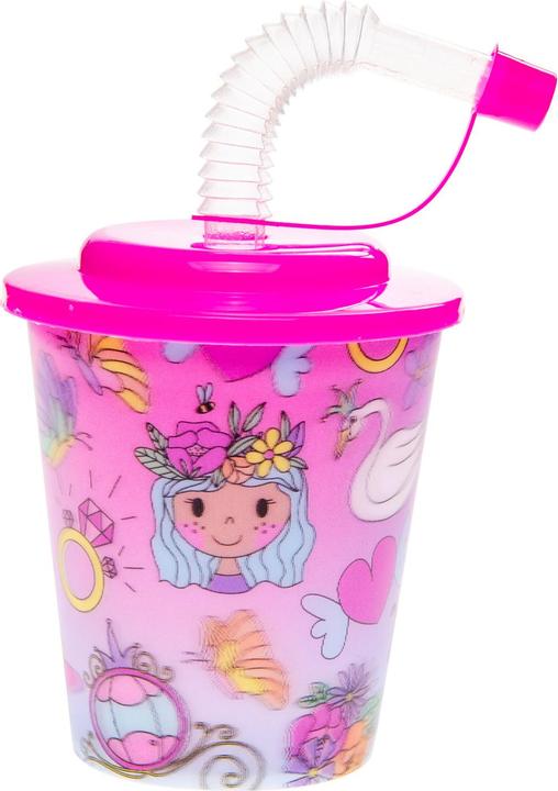 Produktbild LG-Imports Becher mit Deckel und Strohhalm Princess, 12tlg. (12 x)
