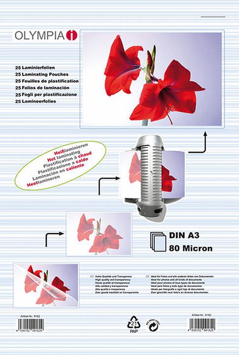 Produktbild Olympia 1x25 Laminierfolien DIN A3 80 micron (A3, 25 Stück, 80 µm)
