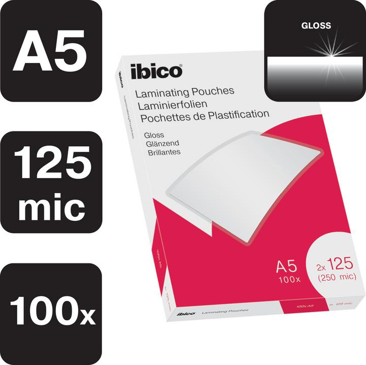 Image du produit Ibico Feuille de plastification A5, 125 µm 100 pièces (A5, 100 pièce(s), 125 µm)