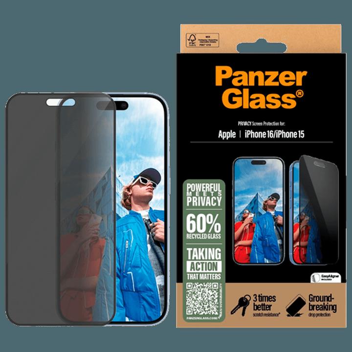 Immagine prodotto PanzerGlass Vestibilità ultra-ampia (1 Pezzo/i, Apple iPhone 16, Apple iPhone 15)