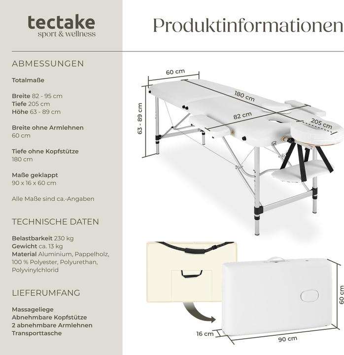 Produktbild tectake 2 Zonen Massageliege