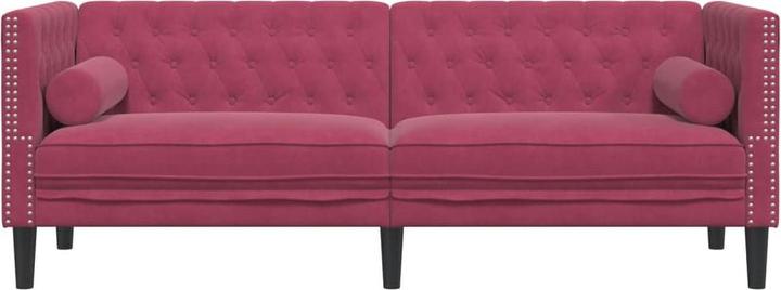 Produktbild VidaXL Chesterfield Sofa Nackenrollen 3-Sitzer Couch Polstersofa Weinrot Samt (Chesterfield)