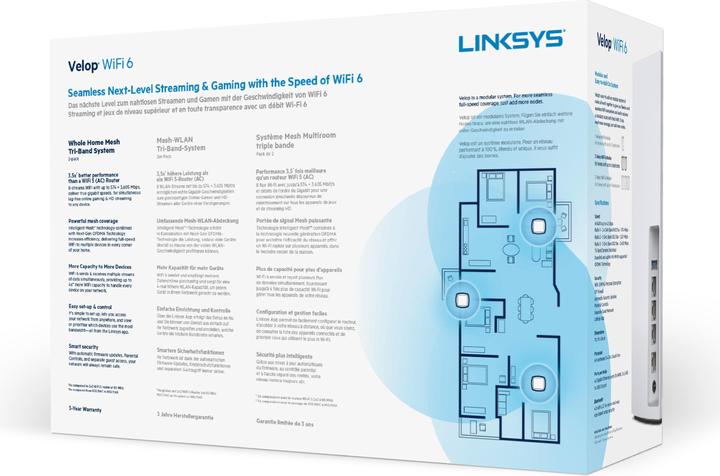 Actual product image Linksys Velop WiFi 6 AX4200 Mesh-WLAN Tri-Band-System pack of 2 (MX8400)