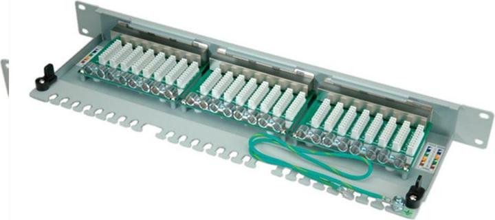 Produktbild Telegärtner TELEGAERTNER Patchpanel Cat5e 24Port RJ45 1HE 48,3cm 48,30cm (19") lichtgrau (26.11.0523)