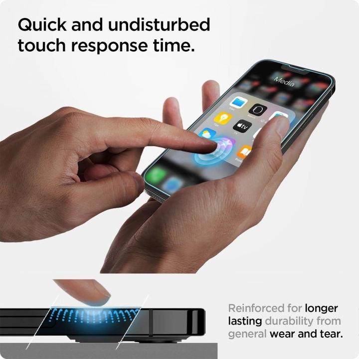 Actual product image Spigen Glas.tR EZ Fit (2 Piece, Apple iPhone 13, Apple iPhone 13 Pro)