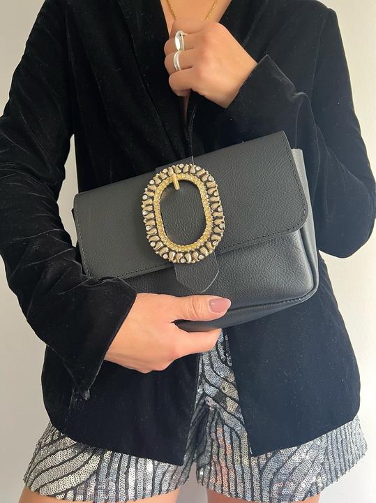 Image du produit Only-Bags.Store Sac à bandoulière en cuir noir, petit sac crossbody en cuir, cadeau pour elle, en cuir pleine fleur