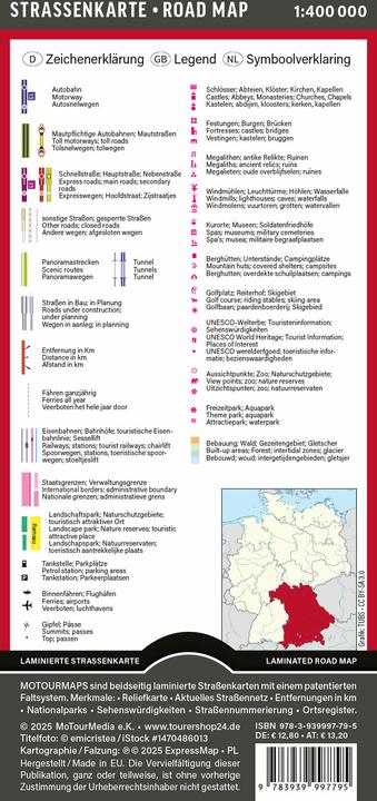 Valeurs nutritives et ingrédients MoTourMaps Bavière carte auto et moto 1:400.000
