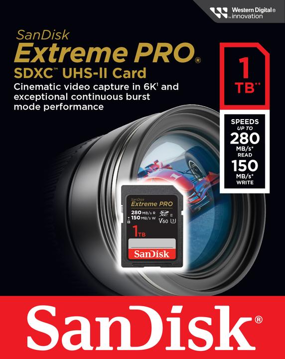 Actual product image SanDisk Extreme PRO UHS-II V60 (1000 GB, SDXC, U3, UHS-II)
