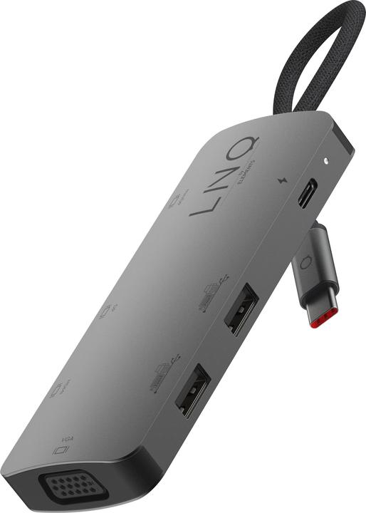 Produktbild LINQ Connects USB-C -> 1x HDMI, 1x DP, 1x miniDP, 1x VGA, 1x USB-C, 2x USB-A LQ48019 grey (USB-C, 7 Ports)