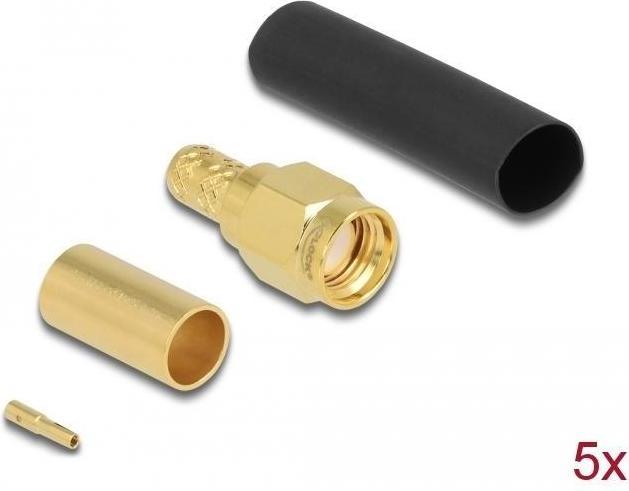 Produktbild Delock RP-SMA Stecker zum Crimpen LMR200 mit passendem Schrumpfschlauch (Antennenkabel)