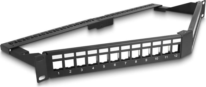 Productafbeelding Delock 48,30cm (19") Keystone Patch Panel 24 Port met Relief Rail 1 U-hoek zwart