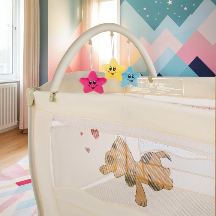Produktbild tectake Kinderreisebett Hund mit Wickelauflage und Transporttasche