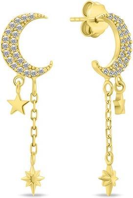Produktbild Brilio Silver - Gold-plated pendant earrings Moon with zircons EA837Y