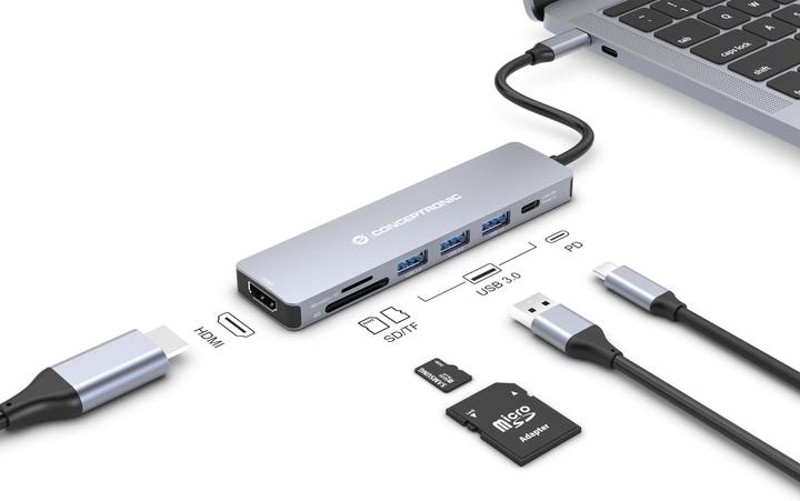 Image du produit Conceptronic Dock USB-C (USB-C, 7 Ports)