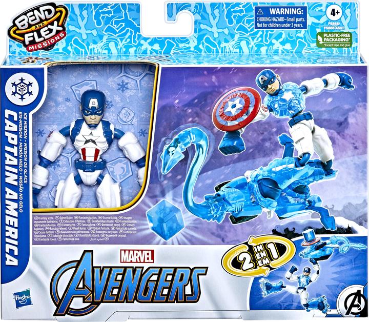 Produktbild Hasbro Marvel Avengers Bend and Flex Missions Captain America Ice Mission, 15 cm grosse biegsame Figur