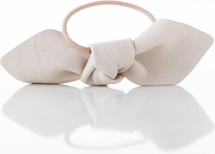 Actual product image Corinne World - Leather Bow Big Hair Tie Cream (Hair tie)