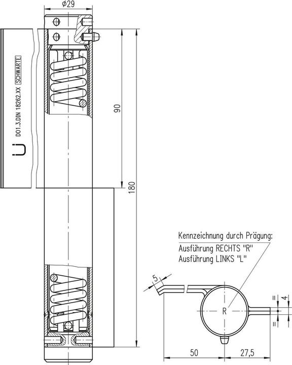 Produktbild Schwarte Federband zum Anschweissen, rechts, 29 x 180 mm, Stahl blank