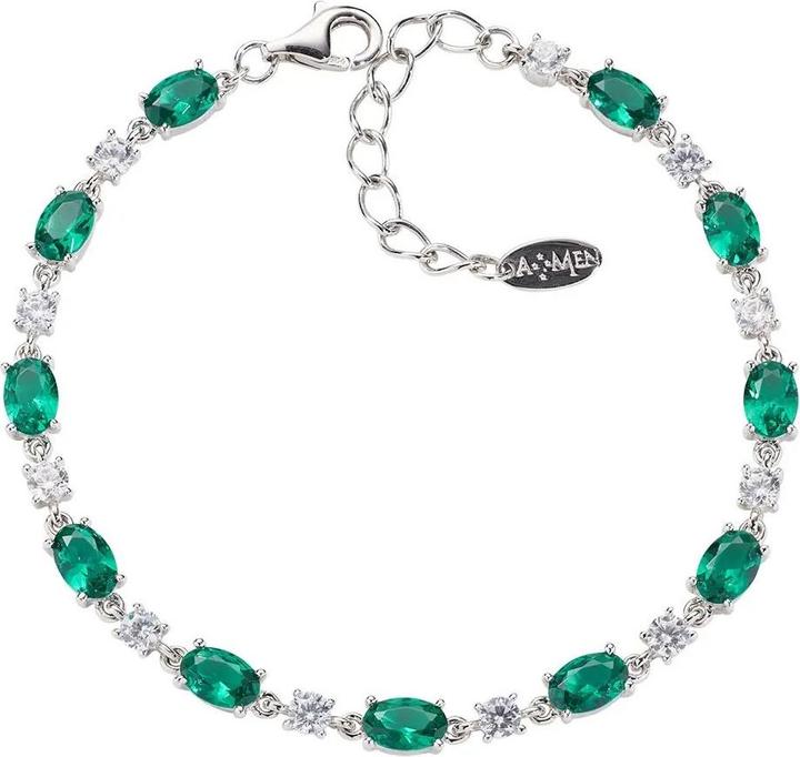 Amen Oval Cut Tennis Armband (19 cm, Silber 925)
