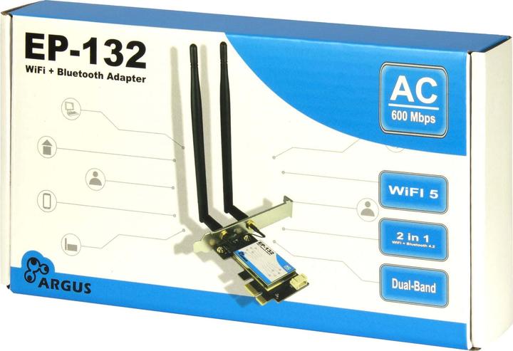 Actual product image Intertech Wi-Fi 5 PCIe Adapter EP-132 Antenna,Bluetooth 4.2 (Mini PCI Express)