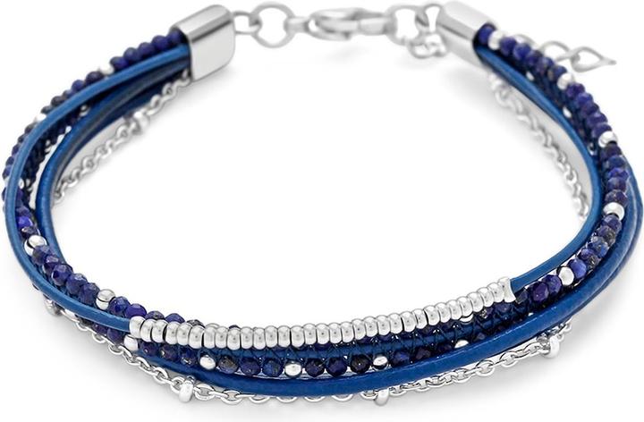 Image du produit Leyda Bracelet en cuir avec pierres précieuses et acier inoxydable (19.50 cm, Pierres, Cuir, Acier inoxydable)