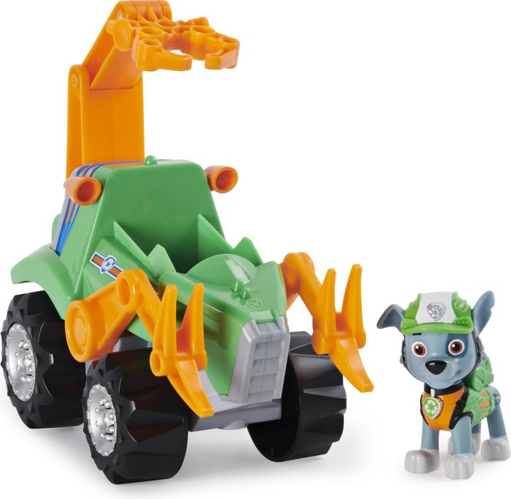 Actual product image Maki PAW Patrol Dino Rescue luxury pull up Rocky vehicle with surprise dinosaur figure